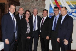 The HI-STEM Founding Team celebrates ten years of successful cooperation: Friedrich von Bohlen, Managing Director dievini Hopp BioTech Holding, Josef Puchta, Administrative Director DKFZ, Heike Bauer, Head Dietmar Hopp Stiftung, Dietmar Hopp Founder and Managing Director Dietmar Hopp Foundation, Andreas Trumpp, HI-STEM Managing Director, Michael Baumann, DKFZ Managing Director, Christof Hettich, Co-Managing Director dievini Hopp BioTech Holding (from left to right) | © Stefan Hebling